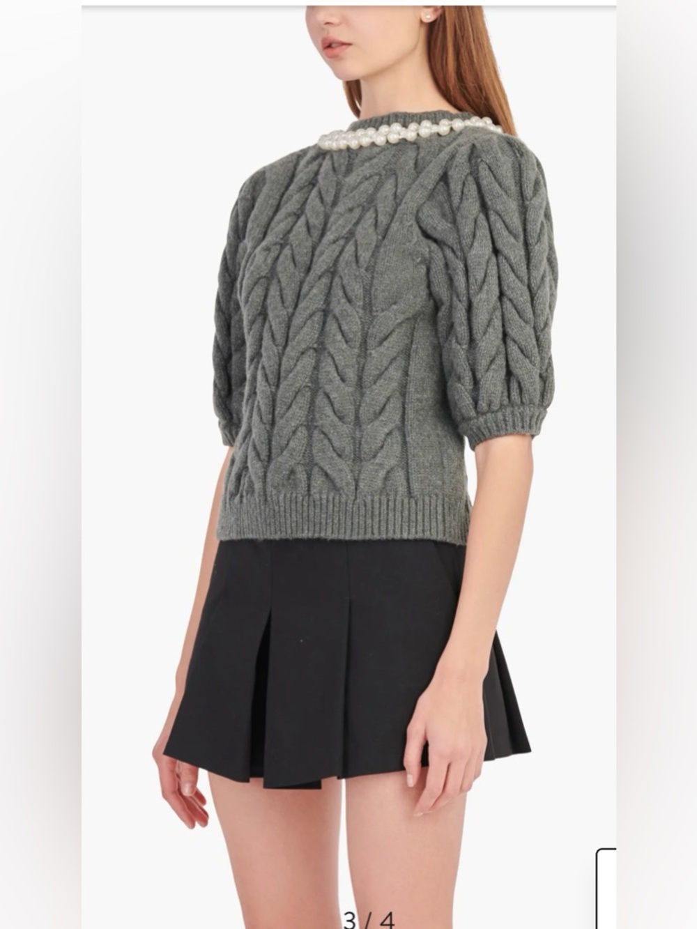 Endless Rose Imitation Pearl Trim Sweater